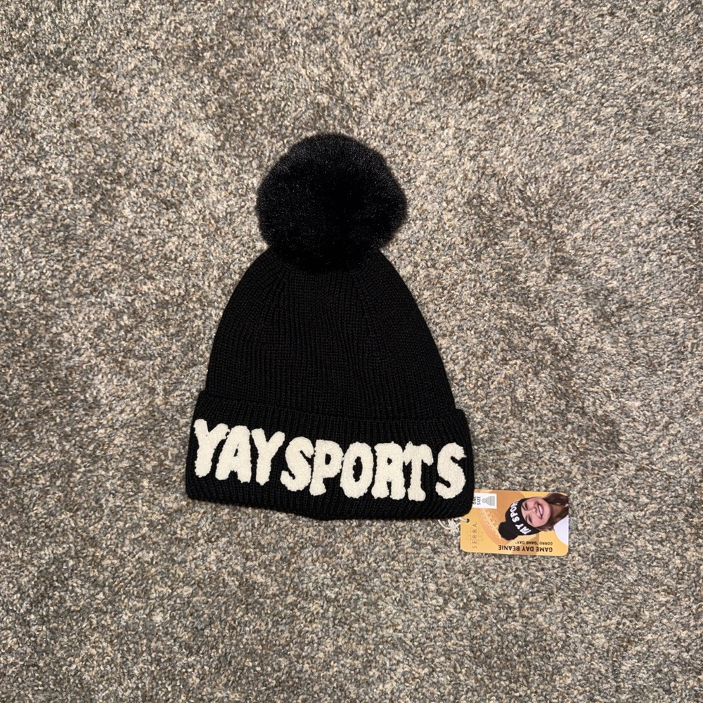Black Pom-Pom Beanie Hat